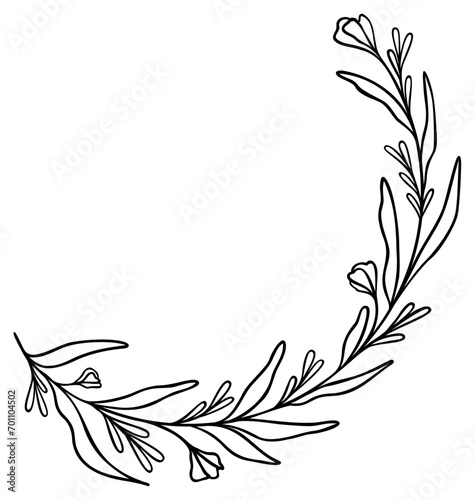 Leafy Floral Line Art Rounded Border
