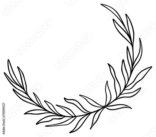 Leaf Line Art Circular Border