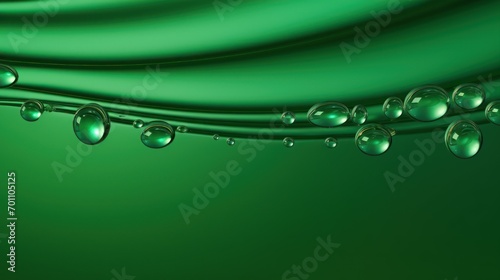 Water droplets on a green background