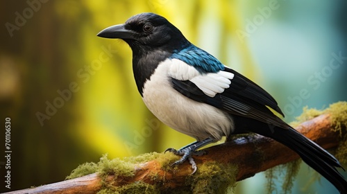 Magpie (Pica pica) in the rainforest of Costa Rica