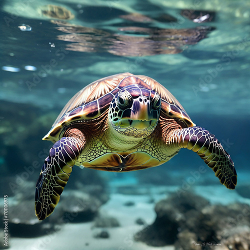 The Green Sea Turtle's Elegant Journey generative ai