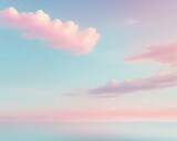 Paisaje Cielo azul con nubes en tonos rosa pastel. Amanecer.