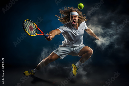 Tennis player hitting atennis ball, tennis game, sports, sports game © MrJeans
