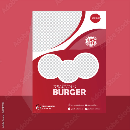 Suitable for Social Media Post Restaurant and culinary Promotion. Healthy fast food menu or burger social media marketing banner post.Fresh pizza, burger & pasta online sale promotion flyer or poster. photo