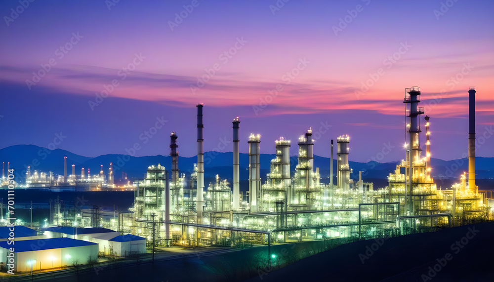 Fototapeta premium Petrochemical industry with Twilight sky.