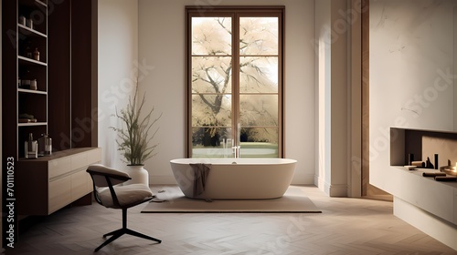 Timeless mid-century bathroom design in a Copenhagen residence  blending classic and modern elements seamlessly