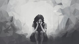 depression sadness and loneliness concept art illustration of woman