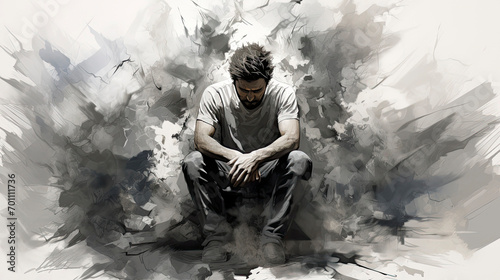 depression sadness and loneliness concept art illustration photo