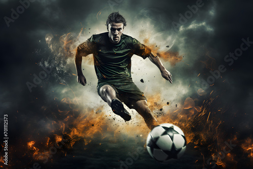 Soccer player hitting a soccer ball, soccer, football, soccer