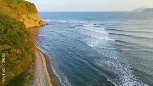 The Waves With Stunning Ocean Water In Olon Beach, Ecuador During Summer. photo