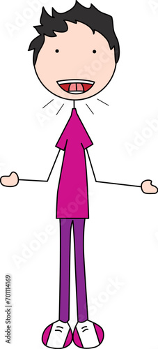 Cartoon illustration of a boy clicking his tongue