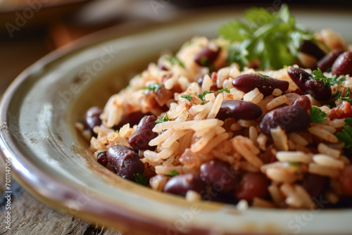 Rice and Beans macro shot made with generative AI technology