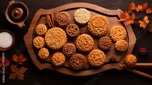 Mooncake,food for Chinese mid autumn festival.