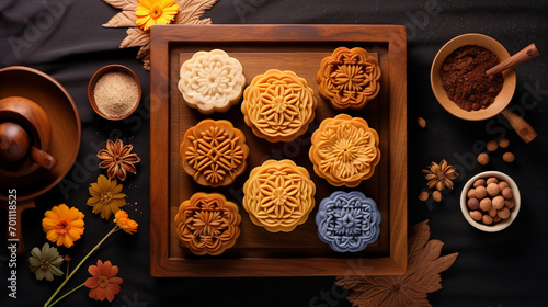 Mooncake,food for Chinese mid autumn festival.