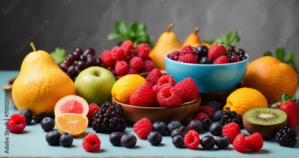 A table set with a variety of colorful fruits, symbolizing a healthy and vibrant diet for the mother-to-be during pregnancy -Generative Ai A table set with a variety of colorful fruits, symbolizing a healthy and vibrant diet for the mother-to-be during pregnancy -Generative Ai