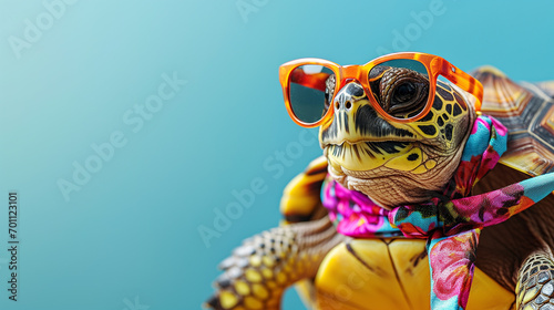 Stylish Turtle Wearing Sunglasses and Floral Outfit