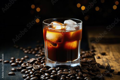 Black Russian Cocktail with Vodka and Coffee Liquor