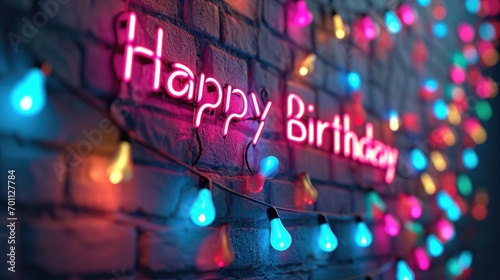 A modern and stylish design with neon lights spelling out "Happy Birthday" against a dark background. simple cartoon happy birthday background with the inscription "happy birthday" on it