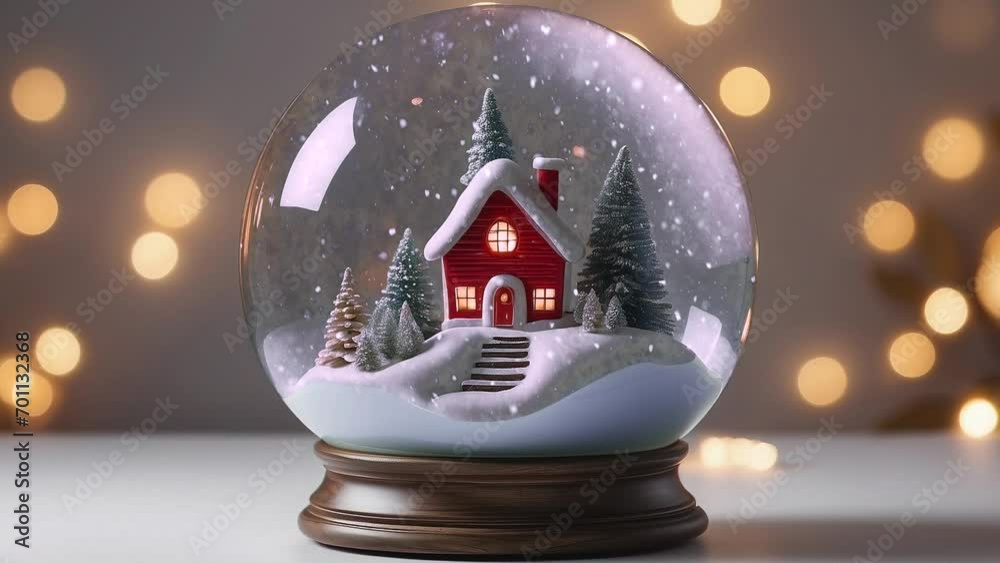 Snowing inside the Snow globe. The image is AI, the snow videl is real. I think the combination makes for an exceptional snow globe video.