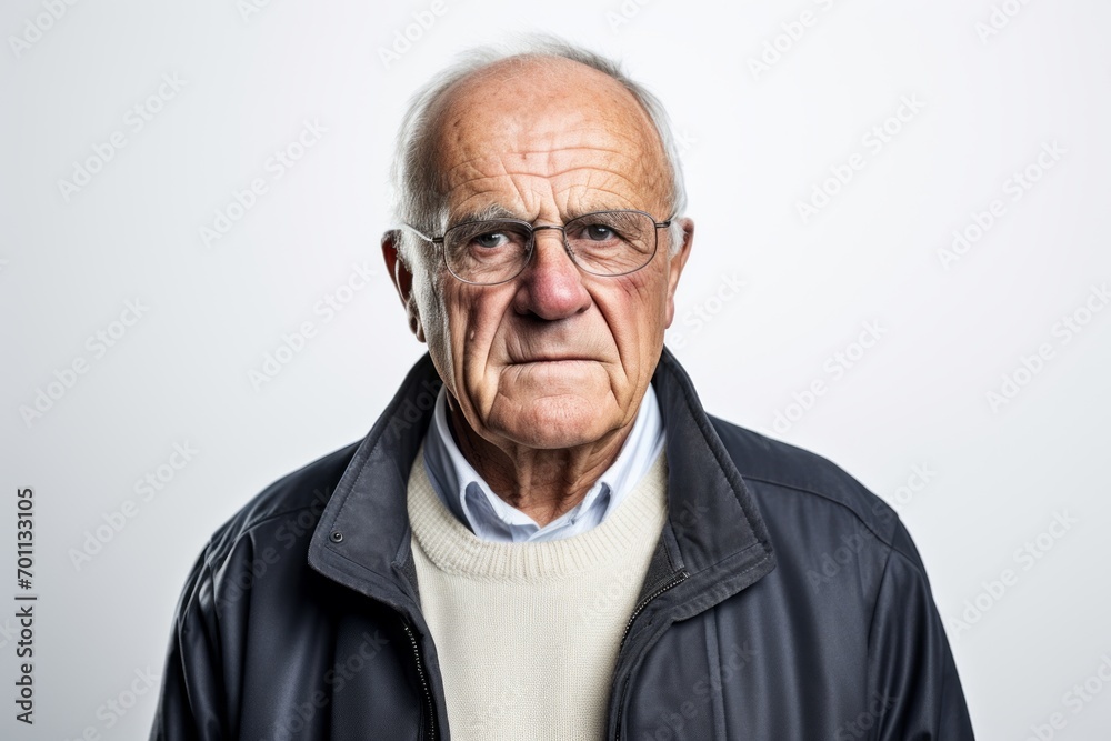Portrait of an old man with glasses on a white background. Portrait of an old man with glasses on a white background.
