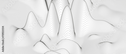 Monochrome sound line waves abstract background . Distorted line shapes on a white background.