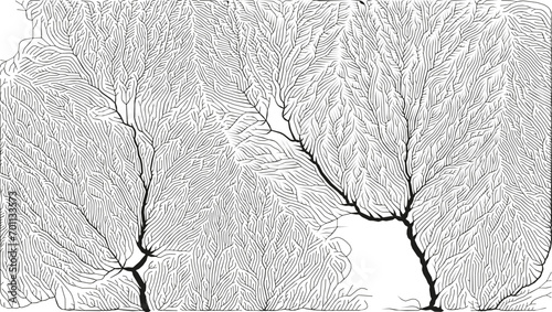 Growth pattern. Generative branching structure. Organic net of vessels texture.