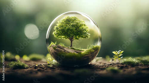 World International Environmental Education Day. globe earth, ground child, water drop forest trees. ecology, cleaning, cleanliness and environmental protection. banner copy space background. photo