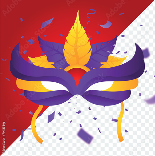 Illustration of a carnival party, a mask, for editing into flat cartoon models. (ID: 701135306)