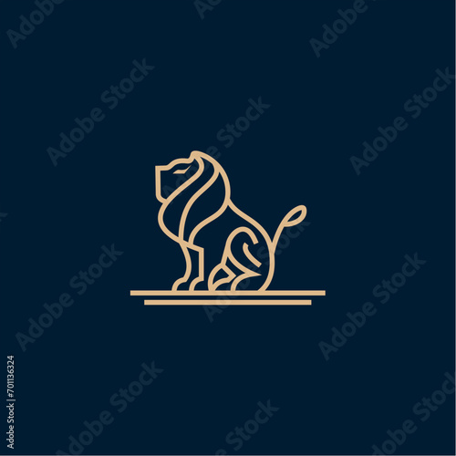 Modern Lion Line Art Logo Design