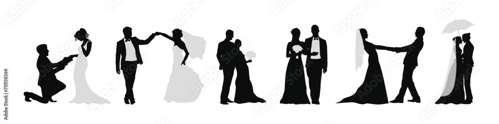 Vector collection of wedding silhouettes.