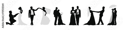 Vector collection of wedding silhouettes.