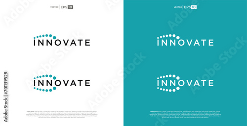 letter INNOVATED wordmark logo typography. A logo that extends the horizon of innovation, reflecting a futuristic and expansive vision in its design