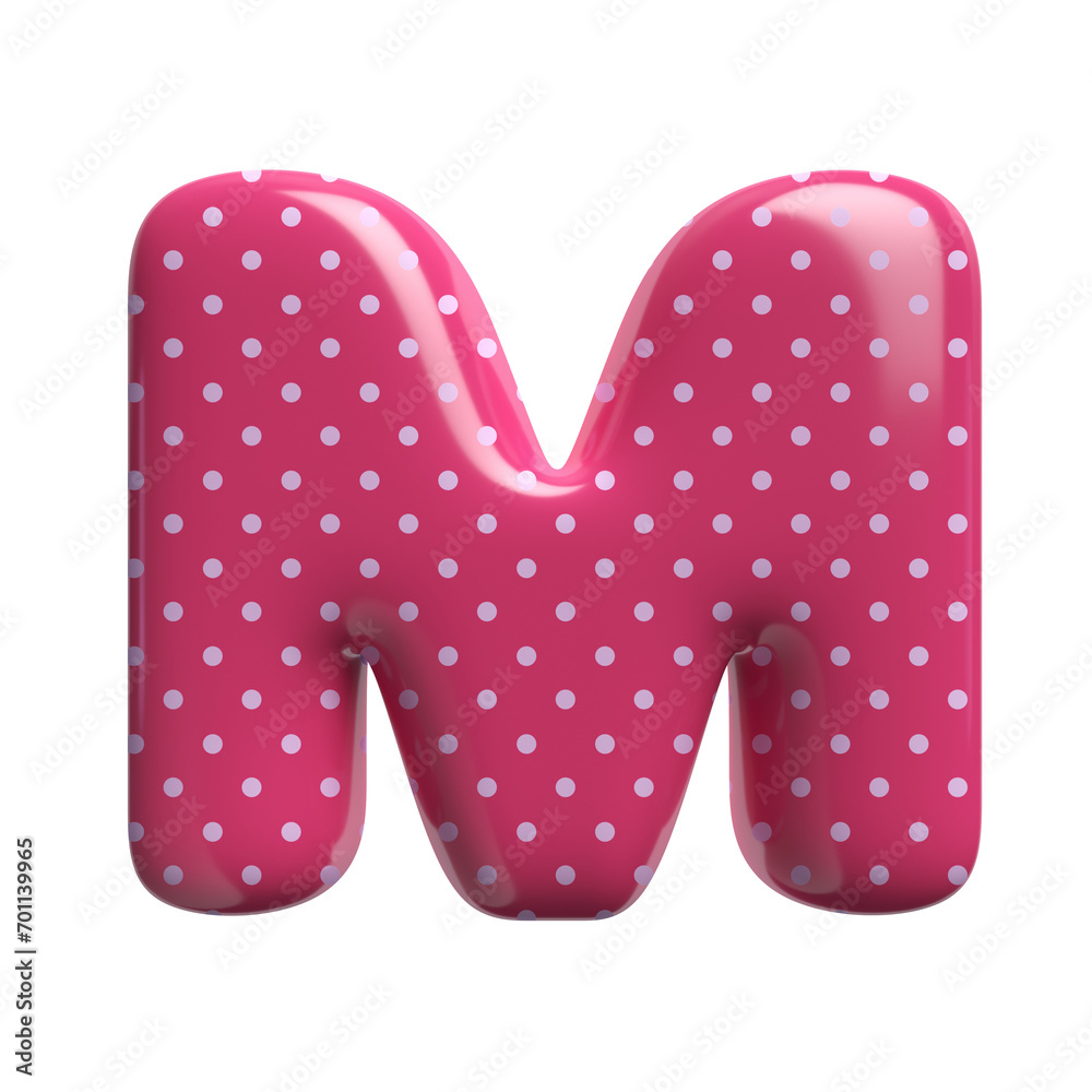 Polka dot letter M - Capital 3d pink retro font - suitable for Fashion, retro design or decoration related subjects Polka dot letter M - Capital 3d pink retro font - suitable for Fashion, retro design or decoration related subjects