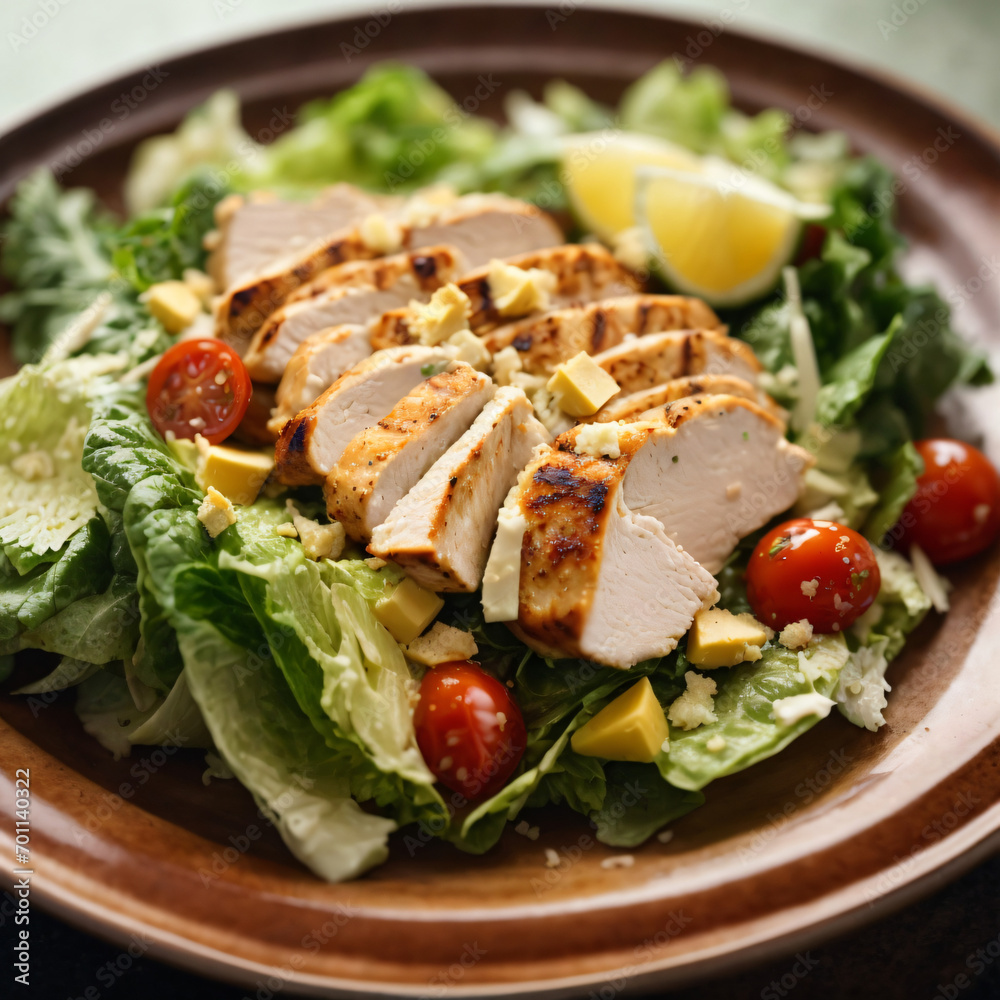 Grilled Chicken Caesar Salad - A Satisfying Blend of Grilled Chicken, Crisp Greens, and Zesty Caesar Dressing Grilled Chicken Caesar Salad - A Satisfying Blend of Grilled Chicken, Crisp Greens, and Zesty Caesar Dressing
