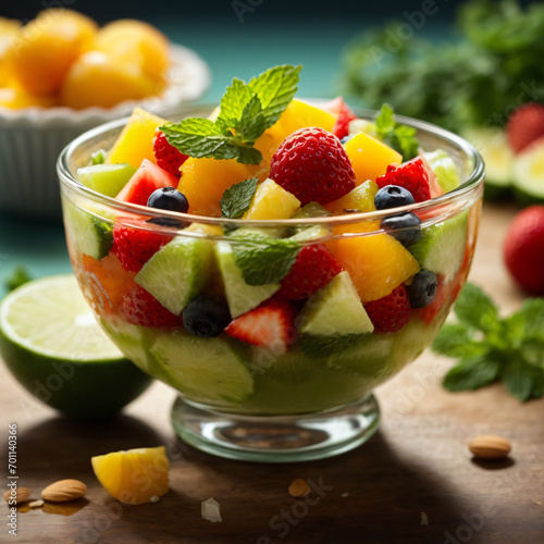 Tropical Fruit Medley with Honey-Lime Mint Drizzle