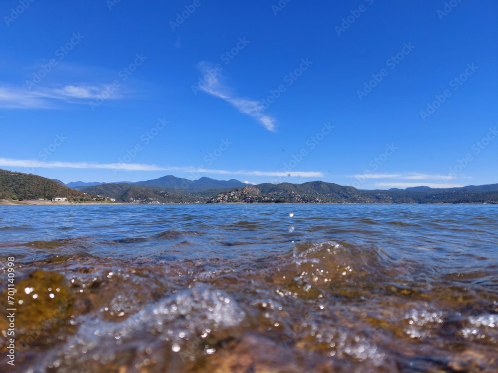 View to Valle de Bravo from Lake, State of Mexico, Mexico