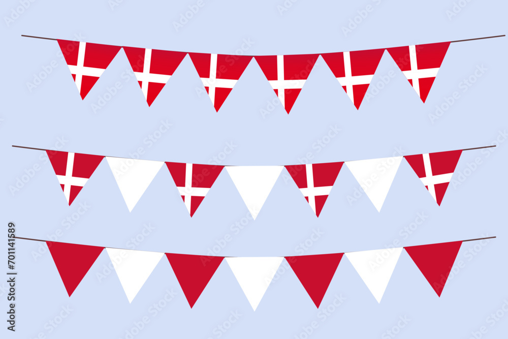 Denmark flag bunting garland for decoration isolated element vector illustration