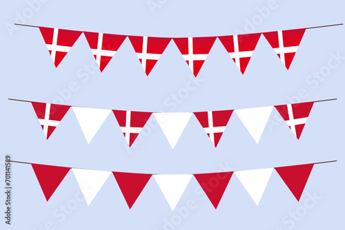 Denmark flag bunting garland for decoration isolated element vector illustration photo