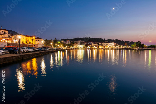 Panoramic view of the famous coastal town of Pylos. It is one of the most popular tourist destinations in Peloponnese.