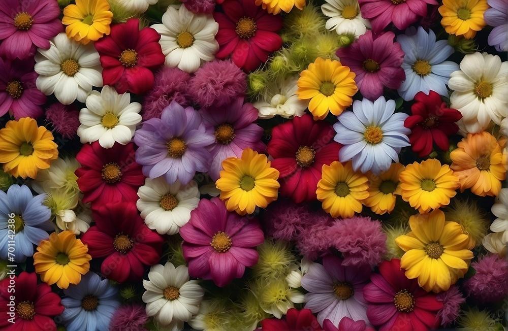 colorful flowers background. A Mesmerizing Pattern of Multicolor Small Flowers