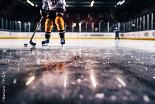 Dynamic Ice Hockey Player in Action on Ice Rink