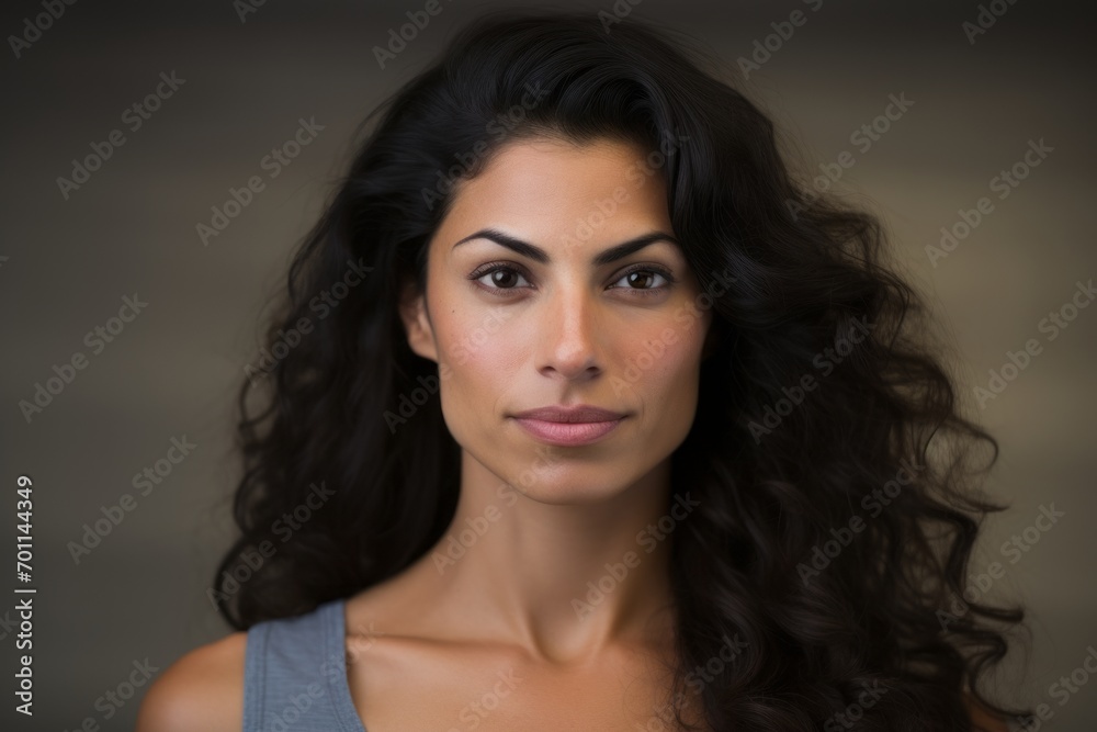 Portrait of a beautiful young woman with long curly hair on a dark background Portrait of a beautiful young woman with long curly hair on a dark background