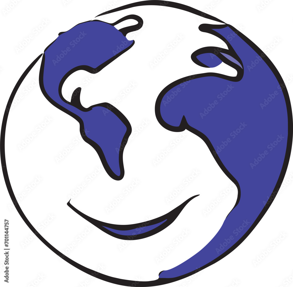 smiling earth, icon doodle fill