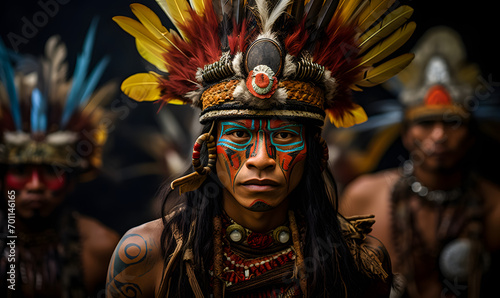 Portrait of an indigenous tribe member, showcasing traditional culture, wisdom, and deep connection to nature