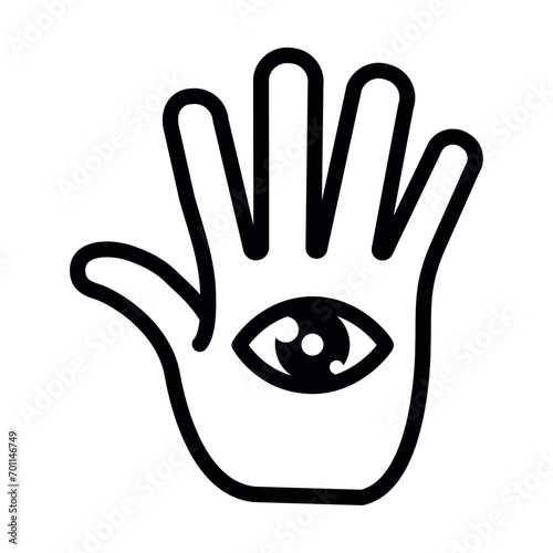 braille hand with eye