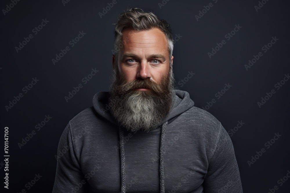 Portrait of a handsome man with long beard and mustache. Studio shot. Portrait of a handsome man with long beard and mustache. Studio shot.