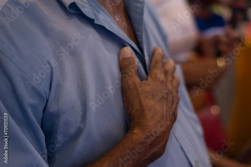 Hands of a religious person in prayer. photo