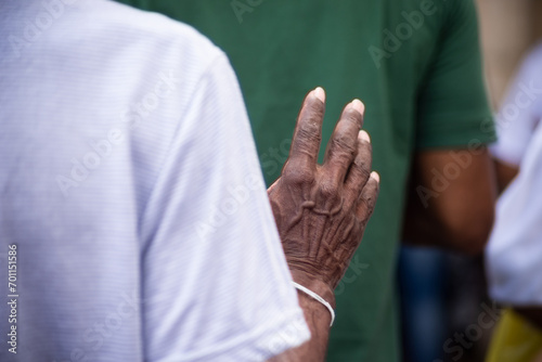Hands of a religious person in prayer and peace. photo
