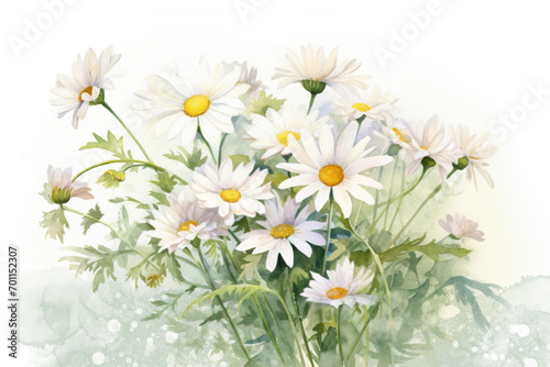 Bouquet of daisies in watercolor. Botanical illustration.