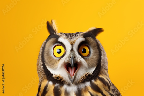 an owl with a surprised expression